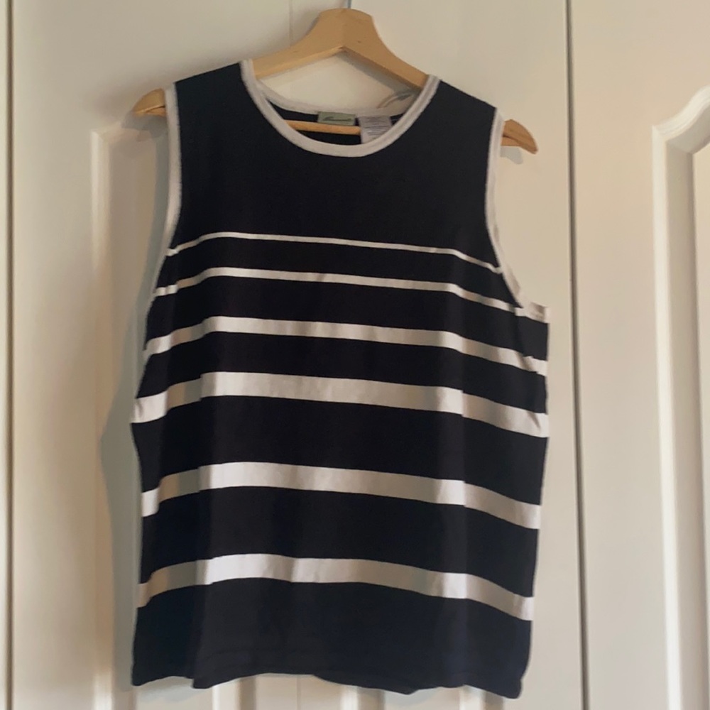 Black and white sleeveless top